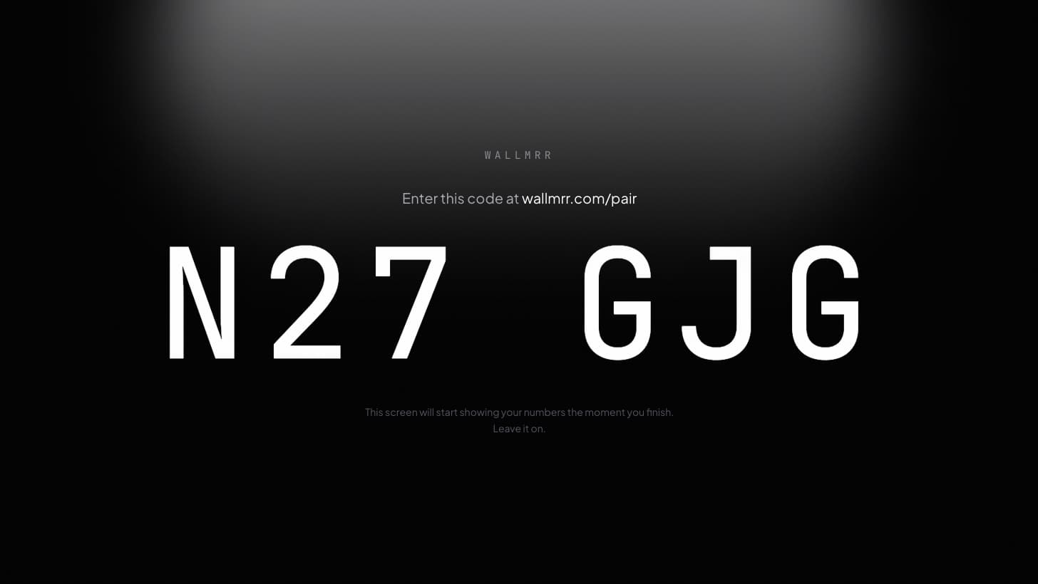 A television showing its six-character pairing code